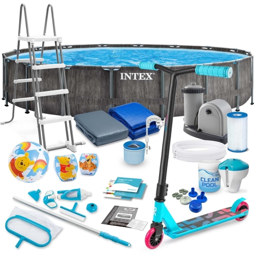 Przejdź do produktu Basen ogrodowy stelażowy, 21w1, Intex, 549x122 cm + hulajnoga GRATIS