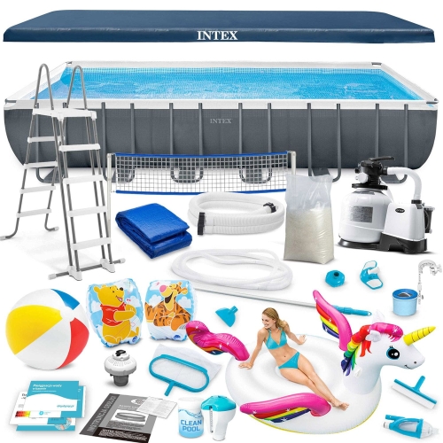 Przejdź do produktu Basen ogrodowy stelażowy, 22w1, Intex, 732x366x132 cm