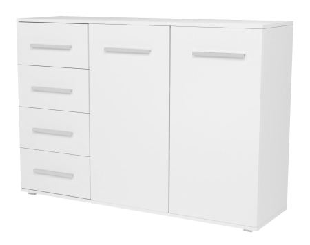 Duża komoda do sypialni, Toledo, 135x40x95 cm, biel, mat