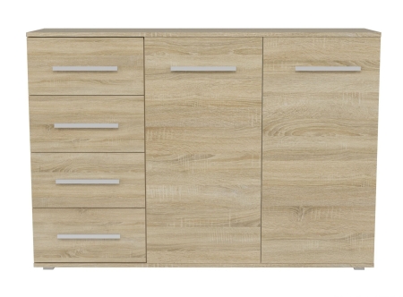 Duża komoda do sypialni, Toledo, 135x40x95 cm, dąb sonoma, mat