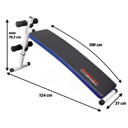 Ławeczka skośna do ćwiczeń, Neo-Sport, 124x31 cm, czarny