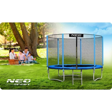 Trampolina ogrodowa, siatka zewnętrzna i drabinka, Neo-Sport, 10ft, 312 cm