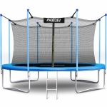 Trampolina ogrodowa, siatka wewnętrzna i drabinka, 12ft, 374x250 cm, niebieski