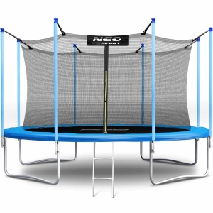Trampolina ogrodowa, siatka wewnętrzna i drabinka, 12ft, 374x250 cm, niebieski