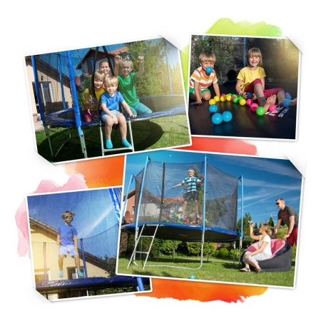 Trampolina ogrodowa, siatka zewnętrzna i drabinka, Neo-Sport, 12ft, 374 cm