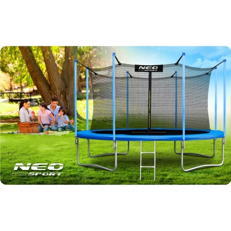 Trampolina ogrodowa, siatka wewnętrzna i drabinka, 13ft, 404x260 cm, niebieski
