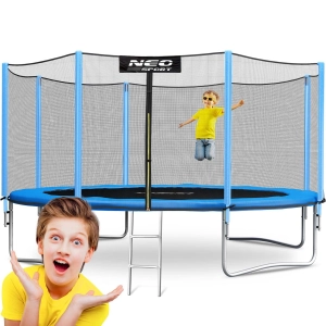 Trampolina ogrodowa, siatka zewnętrzna i drabinka, Neo-Sport, 13ft, 404 cm