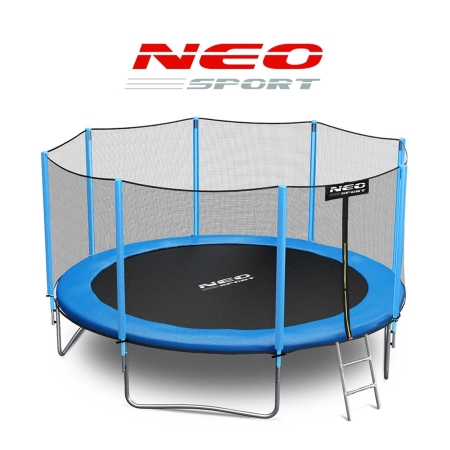 Trampolina ogrodowa, siatka zewnętrzna i drabinka, Neo-Sport, 13ft, 404 cm