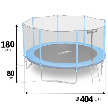 Trampolina ogrodowa, siatka zewnętrzna i drabinka, Neo-Sport, 13ft, 404 cm