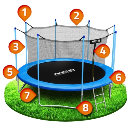 Trampolina ogrodowa, siatka wewnętrzna i drabinka, Neo-Sport, 14ft, 435 cm