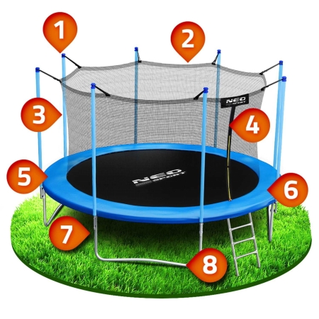 Trampolina ogrodowa, siatka wewnętrzna i drabinka, 15ft, 465 cm