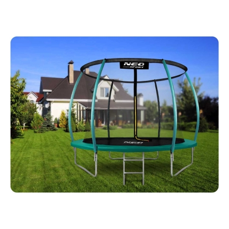 Trampolina ogrodowa, profilowana, siatka wewnętrzna, 10ft, 312x245 cm, zielony