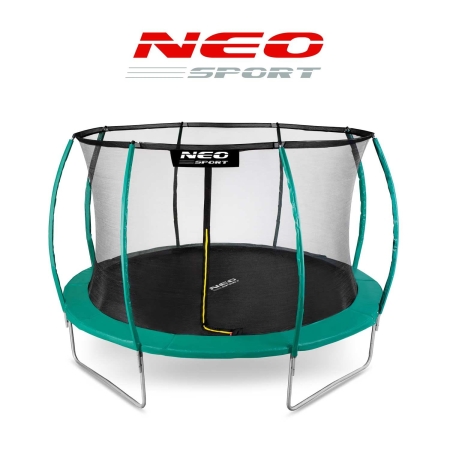 Trampolina ogrodowa, profilowana, siatka wewnętrzna, 14ft, 435x260 cm, zielony