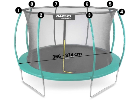Siatka wewnętrzna do trampoliny 435 cm, 8 słupków, Neo-Sport