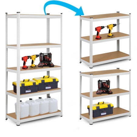 Regał metalowy, magazynowy, Humberg 4847, 90x40x180 cm, biały