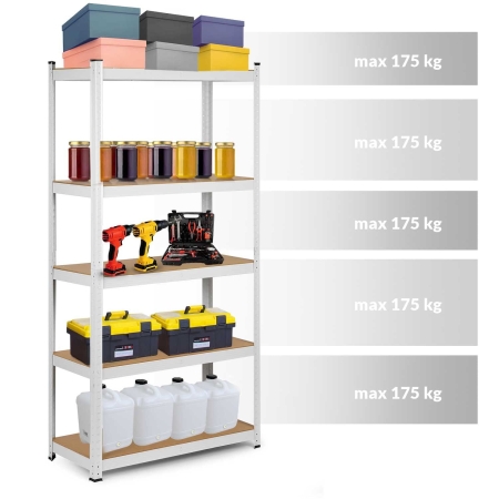 Regał metalowy, magazynowy, Humberg 4847, 90x40x180 cm, biały