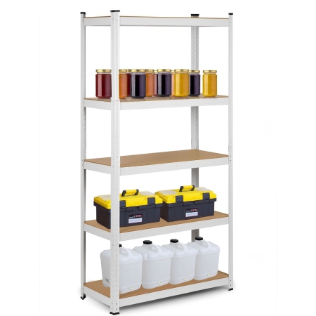 Regał metalowy, magazynowy, Humberg 4847, 90x40x180 cm, biały