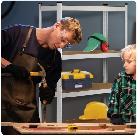 Regał metalowy, magazynowy, Humberg 4847, 90x40x180 cm, biały