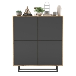 Komoda do salonu, loft, NORD, 113x35x127 cm, dąb wotan, grafit, mat