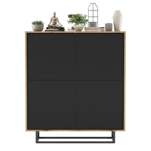 Komoda do salonu, loft, NORD, 113x35x127 cm, dąb wotan, czarny, mat