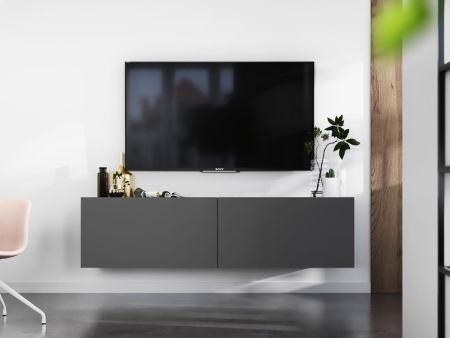 Szafka RTV, wisząca, SANO, 120x35x30 cm, grafit, mat