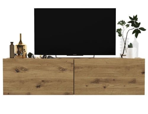 Przejdź do produktu Szafka RTV, wisząca, SANO, 120x35x30 cm, dąb artisan, mat