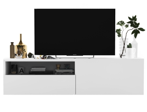 Przejdź do produktu Wisząca szafka RTV, SANO, 120x35x30 cm, biel, mat