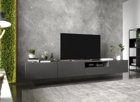 Wisząca szafka RTV, SANO, 120x35x30 cm, grafit, mat
