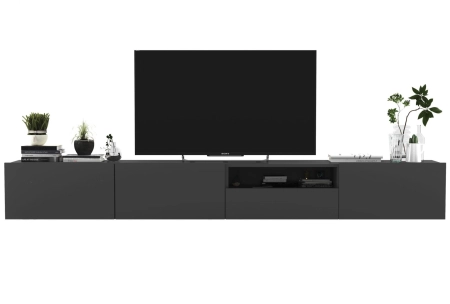 Wisząca szafka RTV, SANO, 120x35x30 cm, grafit, mat