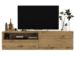 Wisząca szafka RTV, SANO, 120x35x30 cm, dąb artisan, mat