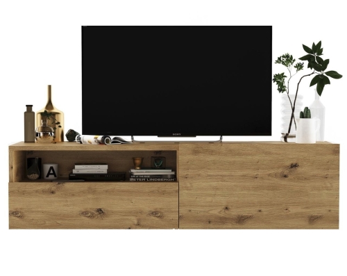 Przejdź do produktu Wisząca szafka RTV, SANO, 120x35x30 cm, dąb artisan, mat