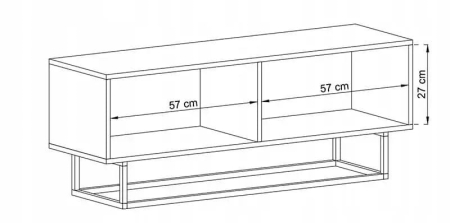 Szafka RTV, stojąca, loft, SANO, 120x35x46 cm, grafit, mat