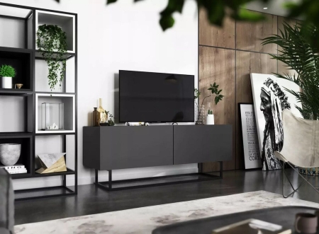 Szafka RTV, stojąca, loft, SANO, 120x35x46 cm, grafit, mat