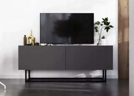 Szafka RTV, stojąca, loft, SANO, 120x35x46 cm, grafit, mat