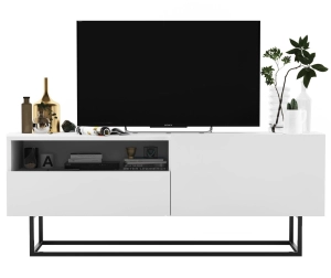 Komoda RTV, półka, loft, SANO, 120x35x46 cm, biel, mat