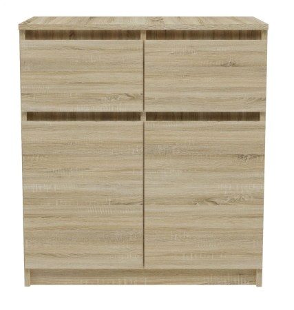Nowoczesna komoda Malaga, 2D2S, 70x40x77 cm, dąb sonoma, mat