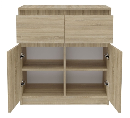 Nowoczesna komoda Malaga, 2D2S, 70x40x77 cm, dąb sonoma, mat