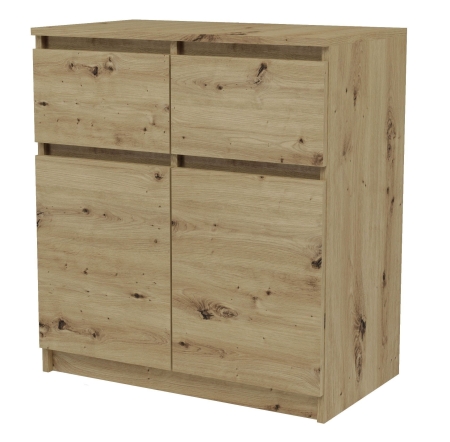 Nowoczesna komoda Malaga, 2D2S, 70x40x77 cm, dąb artisan, mat