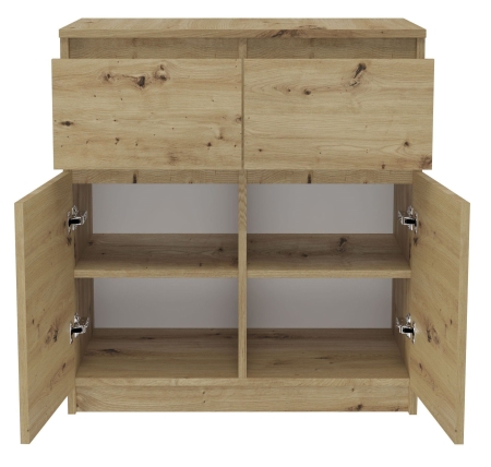 Nowoczesna komoda Malaga, 2D2S, 70x40x77 cm, dąb artisan, mat