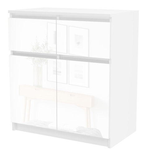 Przejdź do produktu Nowoczesna komoda Malaga, 2D2S, 70x40x77 cm, biel, połysk