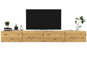 Szafka RTV, wisząca, loft, industrialna, SANO, 240x35x30 cm, dąb artisan, mat