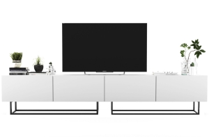Szafka RTV, stojąca, loft, industrialna, SANO, 240x35x46 cm, biel, mat