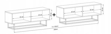 Szafka RTV, stojąca, loft, industrialna, enjoy, 240x35x46 cm, biel, mat