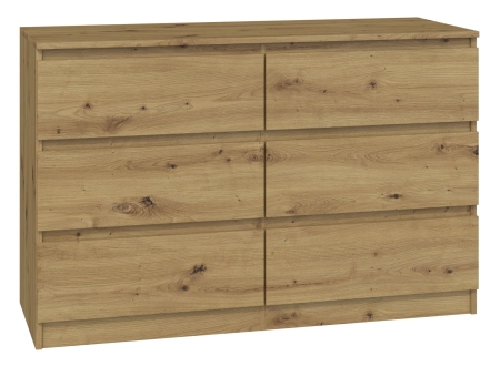 Komoda do sypialni, salonu, M6, 120x30x77cm, dąb artisan