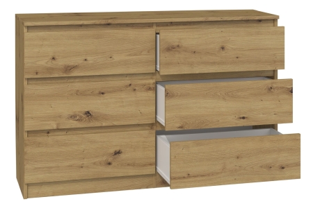 Komoda do sypialni, salonu, M6, 120x30x77cm, dąb artisan