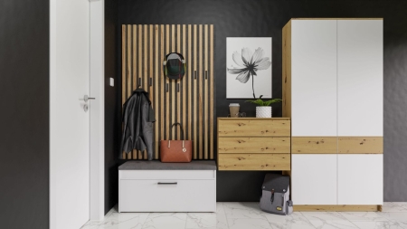 Szafka na buty z siedziskiem, Parma, 100x35x49 cm, biel, mat