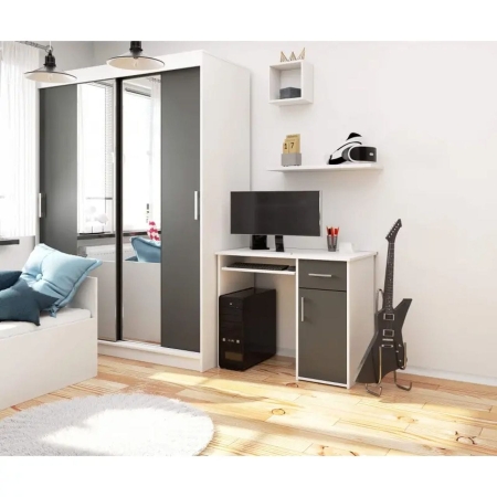 Biurko komputerowe, szkolne, SOLO, 90x50x74 cm, biel, grafit, mat