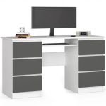 Biurko komputerowe, szuflady, CORE, 135x50x77 cm, biel, grafit, mat