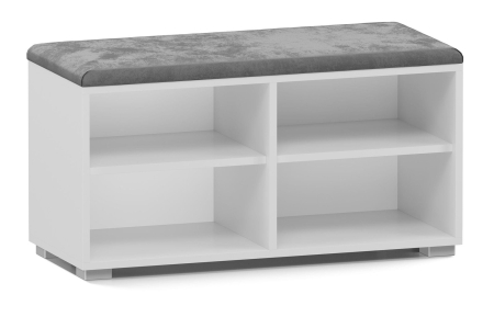 Szafka na buty, siedzisko, Opal 4P, 85x35x45 cm, biel, mat