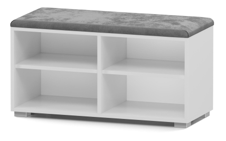 Szafka na buty, siedzisko, Opal 4P, 85x35x45 cm, biel, mat